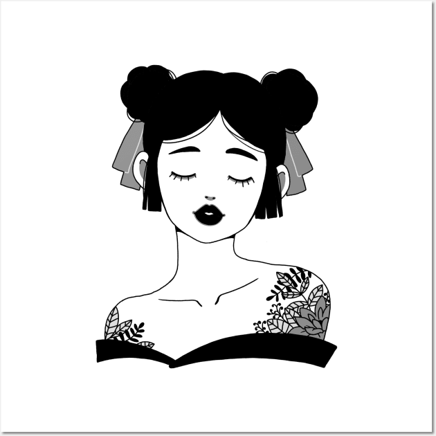 Japanese Geisha Girl Design | Handmade Traditional Themed Illustration | By Atelier Serakara Wall Art by Atelier Serakara